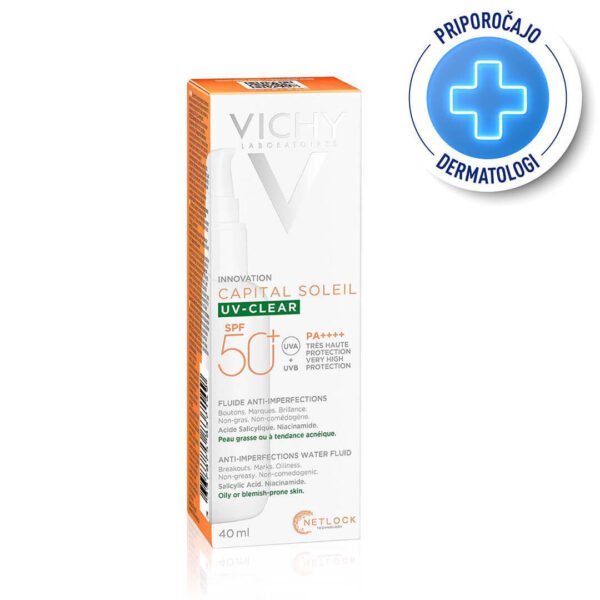 Vichy Capital Soleil UV-CLEAR Fluid za zaščito pred soncem proti nepravilnostim SPF50+, 40 ml