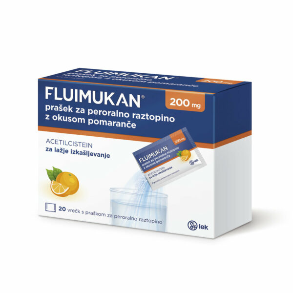Fluimukan 200 mg prašek za peroralno raztopino z okusom pomaranče