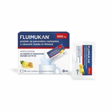 Fluimukan 600 mg prašek za peroralno raztopino z okusom medu in limone