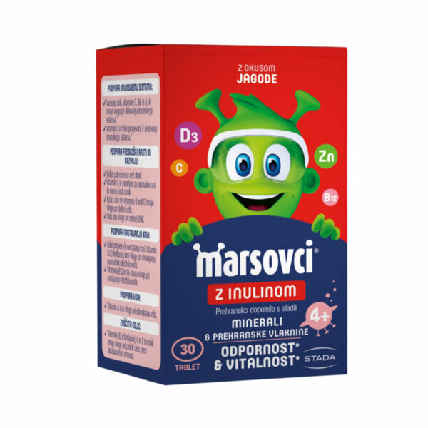 Marsovci žvečljive tablete s prebiotiki z okusom jagode
