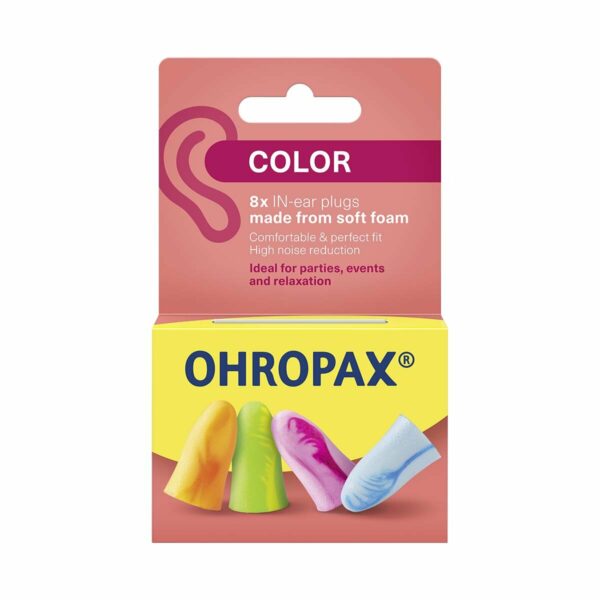 Ohropax barvni čepki za ušesa, 8 čepkov