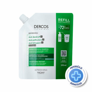 Vichy Dercos Šampon proti prhljaju za normalne in mastne lase - 390 ml refill
