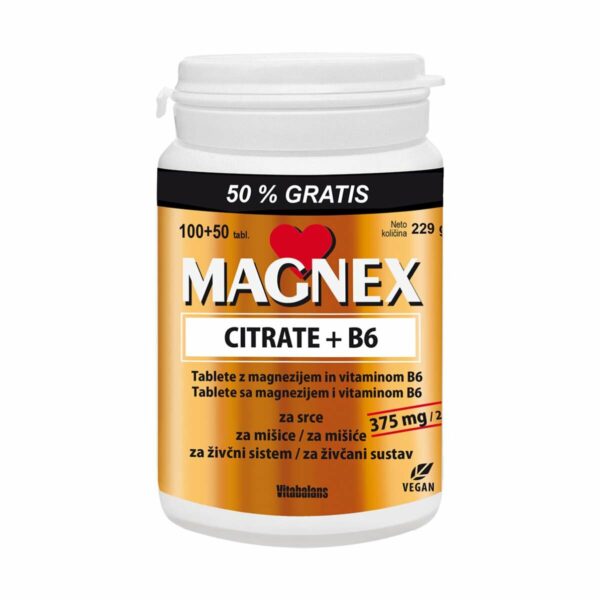 Magnex Citrate 375 mg + B6 citrat, 150 tablet