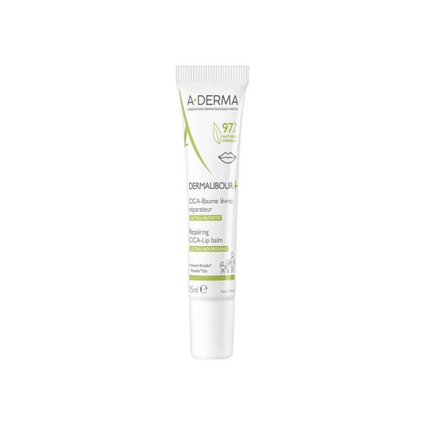 A-Derma Dermalibour+ obnavljajoči cica balzam za ustnice, 15 ml