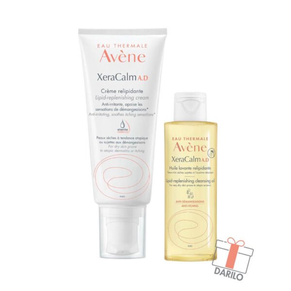 Avene XeraCalm A.D. krema + olje za čiščenje, 200 ml + 100 ml