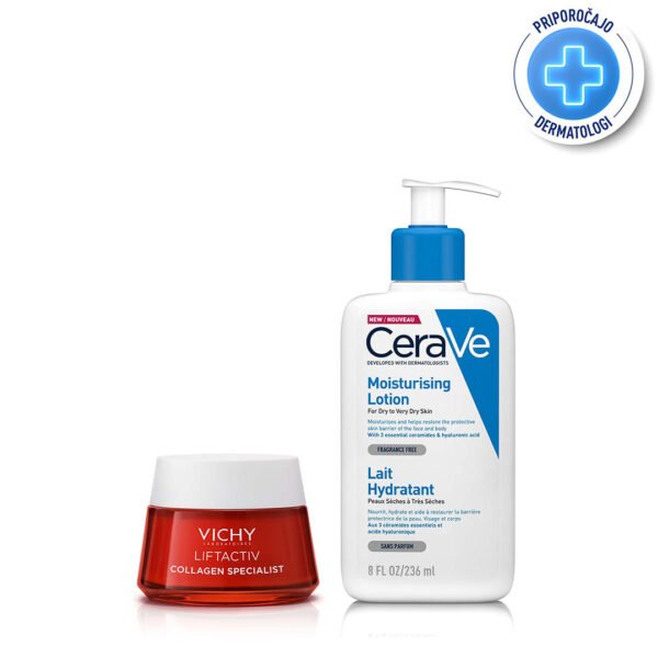 Vichy + CeraVe protokol za čvrsto kožo nega obraza in telesa, 50 ml + 236 ml
