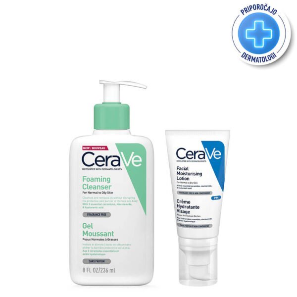 CeraVe Dnevni protokol za normalno do mešano kožo obraza, 236 ml + 52 ml
