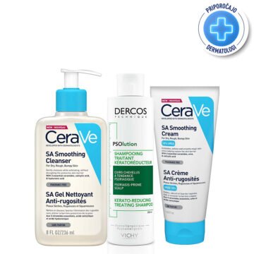 Vichy + CeraVe Pomirjevalni protokol za suho, hrapavo kožo, nagnjeno k luskavici, 200 ml + 236 ml + 177 ml