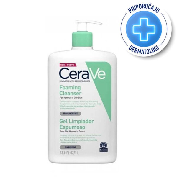 CeraVe peneči čistilni gel za obraz za normalno do mastno kožo LIMITED EDITION, 1 L