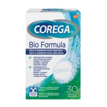 Corega Bio Formula tablete za čiščenje proteze, 30 tablet