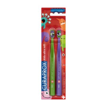 Curaprox Kids zobna ščetka Ultra Soft CS500 Little Bacteria Edition, 2 ščetki