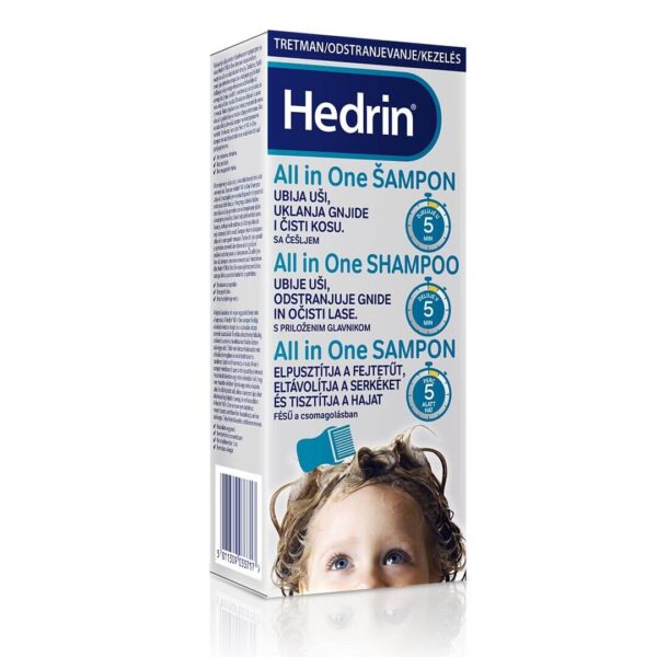 Hedrin All in One šampon za odstranjevanje uši in gnid, 200 ml+glavnik