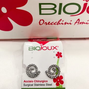 Biojoux medicinski uhani spirala s kristali