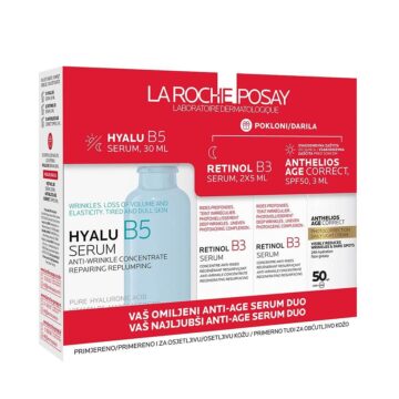 La Roche Posay paket Hyalu B5 serum za obraz + Retinol B3 serum + Age Correct, 30 ml+2x5 ml+3 ml