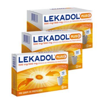 Lekadol plus C 500 mg na 300 mg zrnca za peroralno raztopino, 10, 20, 30 vrečk