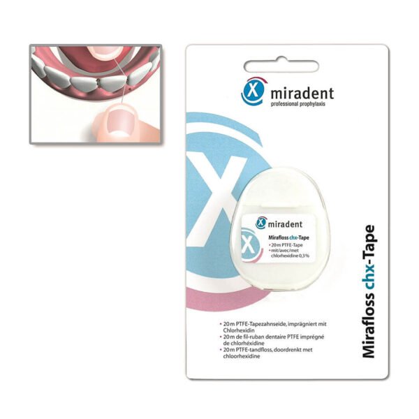 Miradent Mirafloss CHX tape zobna nitka, 20 m