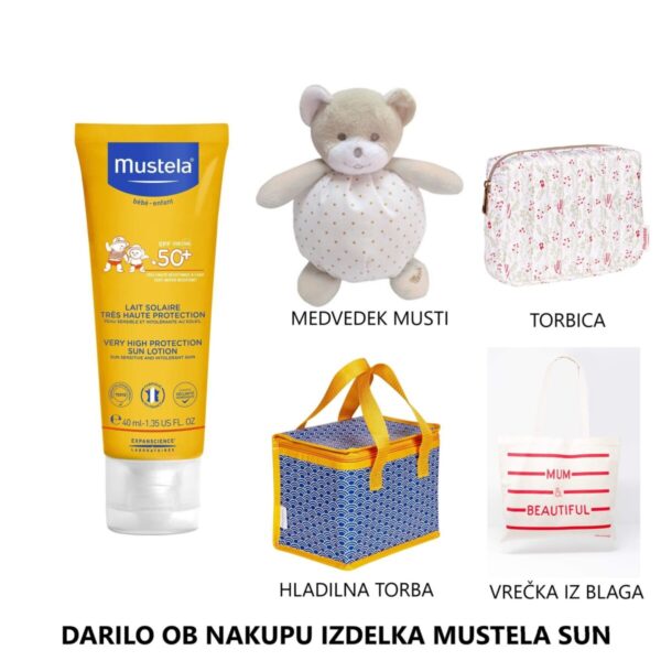 Mustela Sun losjon z zelo visoko zaščito pred soncem ZF 50+ DARILO