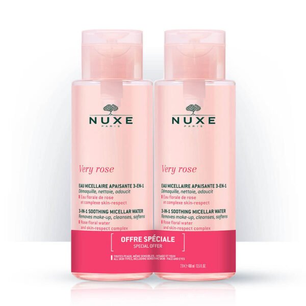 Nuxe Very Rose vlažilna micelarna vodica 3 v 1 AKCIJA, 2 x 400 ml