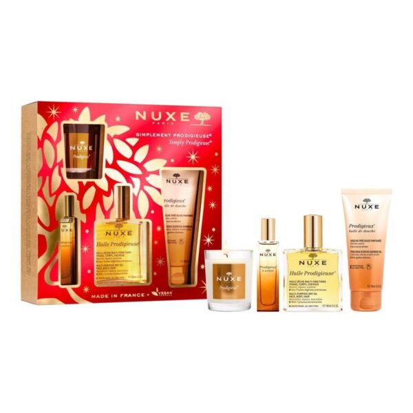 Nuxe darilni set kolekcija Prodigieux, 2 x 100 ml + 15 ml + svečka