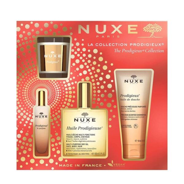 Nuxe darilni set kolekcija Prodigieux, 2 x 100 ml + 15 ml + svečka