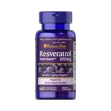 Puritans Pride Resveratrol 100 mg, 60 mehkih kapsul