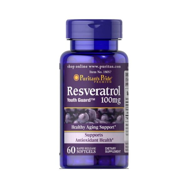 Puritans Pride Resveratrol 100 mg, 60 mehkih kapsul