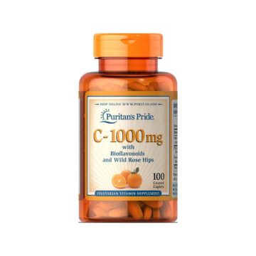 Puritans Pride Vitamin C 1000 mg z bioflavonoidi in šipkom, 100 tablet