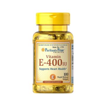 Puritans Pride naravni vitamin E-400 IU, 100 mehkih kapsul