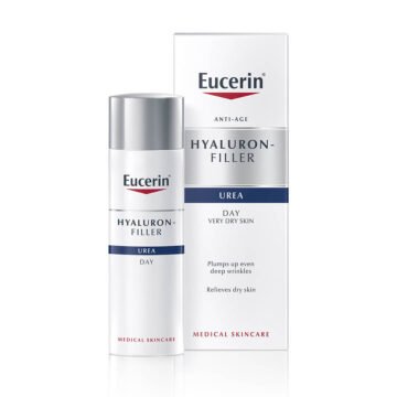 Eucerin Hyaluron-Filler Urea dnevna krema za suho kožo proti gubam, 50 ml