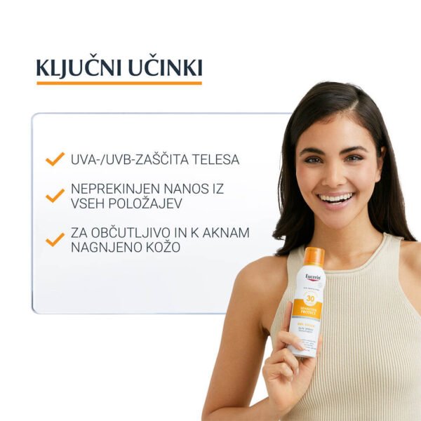 Eucerin Sun Dry Touch prozoren sprej za zaščito pred soncem ZF30, 200 ml