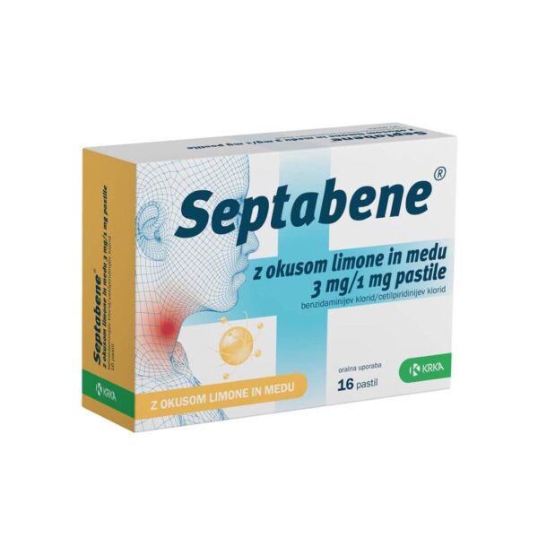Septabene z okusom limone in medu 3 mg1 mg pastile, 16 pastil