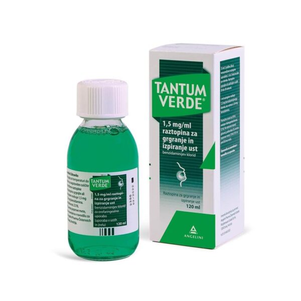 Tantum Verde 1,5 mgml raztopina za grgranje in izpiranje ust 120 ml