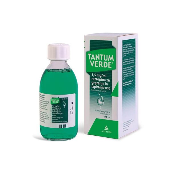 Tantum Verde 1,5 mgml raztopina za grgranje in izpiranje ust 240 ml