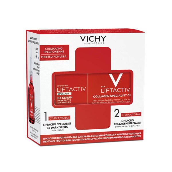 Vichy Winter vlažilni protokol Liftactiv Collagen Specialist dnevna nega + B3 Dark Spots serum