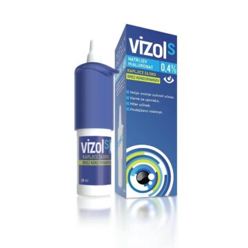 Vizol S 0,4% kapljice za blaženje težjih težav s suhostjo oči, 10 ml