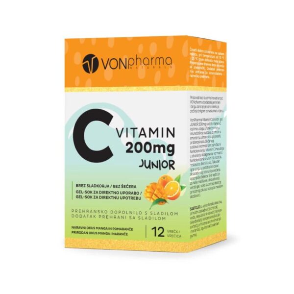 Vonpharma Vitamin C 200 mg Junior gel za direktno uporabo, 12 gelov