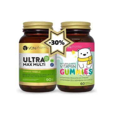 Vonpharma akcijski paket Ultra Max Multi + Gummies želejčki, 90 tablet + 60 želejčkov