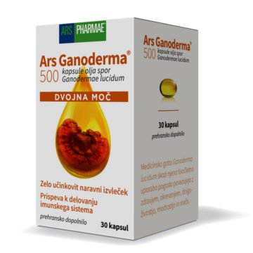 Ars Ganoderma 500 dvojna moč, 30 oljnih kapsul