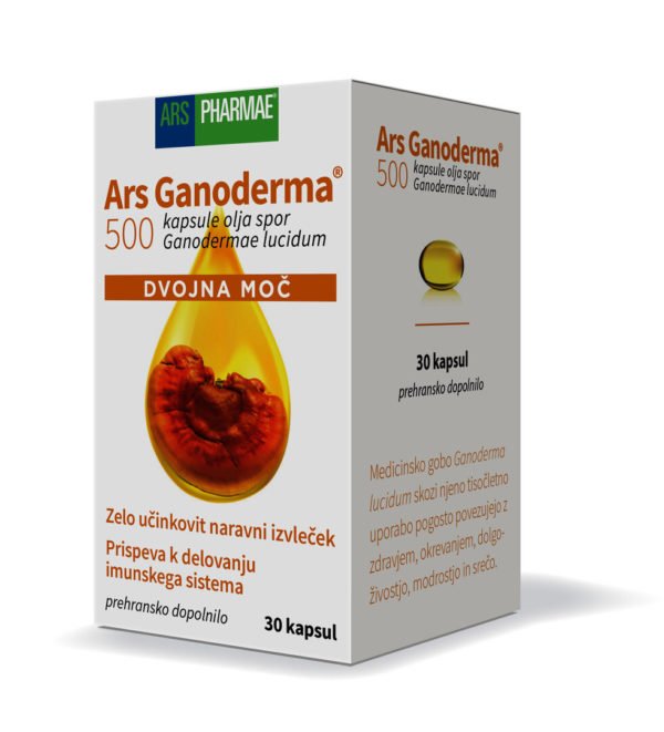 Ars Ganoderma 500 dvojna moč, 30 oljnih kapsul