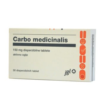 Carbo medicinalis aktivno oglje 150 mg, 30 tablet