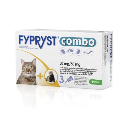 Fypryst Combo 50 mg-60 mg kožne kapljice za mačke in dihurje, 3 ampule