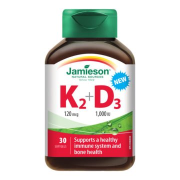 Jamieson Vitamin K2 + Vitamin D3, 30 kapsul