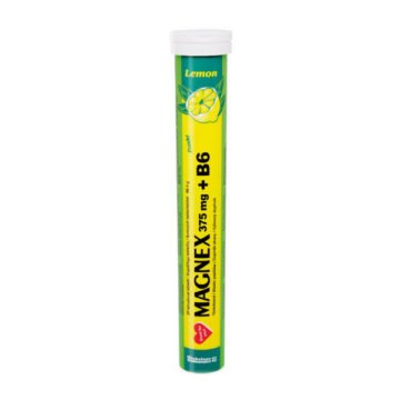 Magnex 375 mg + B6 šumeče tablete z okusom limone, 20 tablet