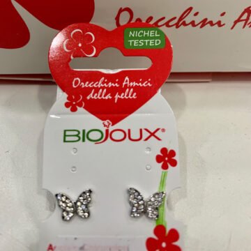 Biojoux medicinski uhani metuljček s kristali