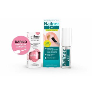 Nailner Brush 2 v 1 lak proti glivicam na nohtih + barvni lak Soft Pink, 5 ml + 8 ml