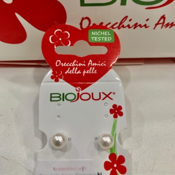 Biojoux medicinski uhani Swarovski bela perla