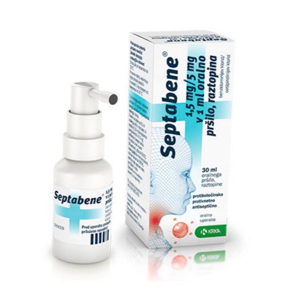 Septabene 1,5 mg na 5 mg v 1 ml oralno pršilo, 30 ml