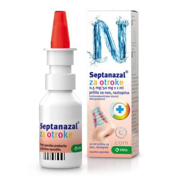 Septanazal 0,5 mg na 50 mg v 1 ml pršilo za nos za otroke, 10 ml